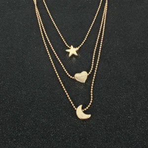 Mond und Sterne Halskette Gold – Celestial Schmuck Damen